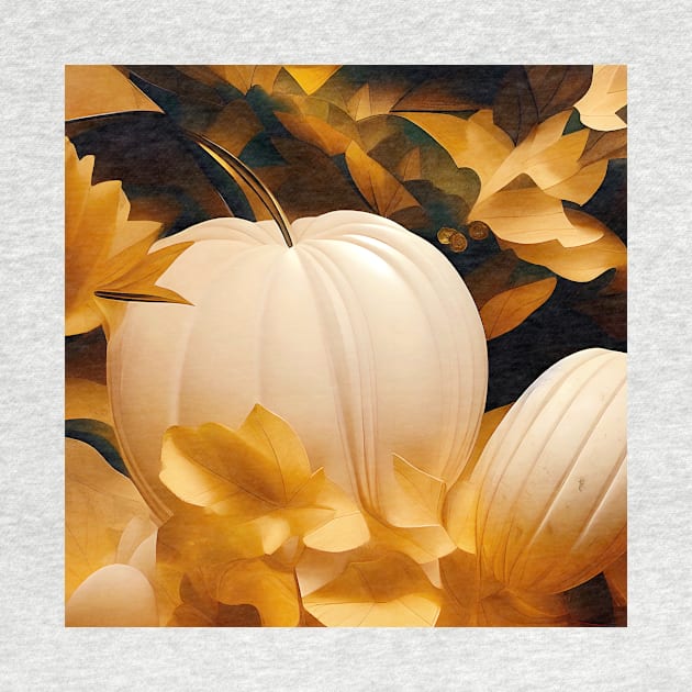 White Pumpkin with Golden Leaves by DANAROPER